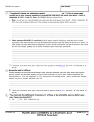 Form SC-500 Plaintiff&#039;s Claim and Order to Go to Small Claims Court (Covid-19 Rental Debt) - California (English/Spanish), Page 3