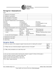 Form AIAAA CAQ E3.0 &quot;Caregiver Assessment&quot; - Texas