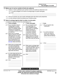 Formulario DV-116 Orden Sobre Solicitud De Aplazar Audiencia - California (Spanish), Page 2
