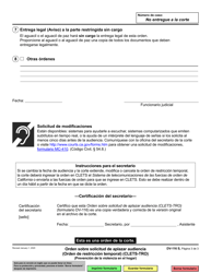 Formulario DV-116 Orden Sobre Solicitud De Aplazar Audiencia - California (Spanish), Page 3