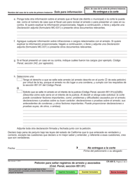 Formulario CR-409 Peticion Para Sellar Registros De Arresto Y Asociados - California (Spanish), Page 2