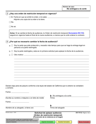 Formulario DV-115 Solicitud De Aplazar Audiencia - California (Spanish), Page 2