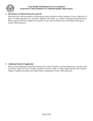 Proposal for Clinical Initiatives for Medicaid Quality Improvement - Texas, Page 2