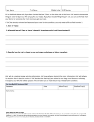 Kidney Health Care Travel Claim Form for Home Dialysis and Kidney Transplant Patients - Texas, Page 2