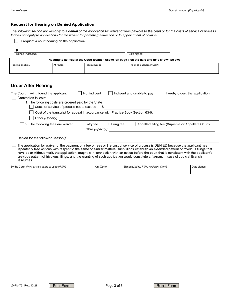 Form JD-FM-75 Download Fillable PDF or Fill Online Application for ...