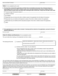 Form JD-FM-222 Application for Emergency Ex Parte Order of Custody - Connecticut, Page 3