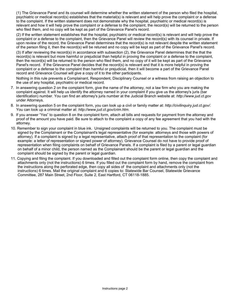 Form JD-GC-6 Complaint Against Attorney (Grievance Complaint) - Connecticut, Page 2