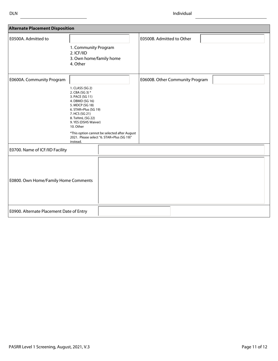 Pasrr Level 1 Screening - Texas, Page 11