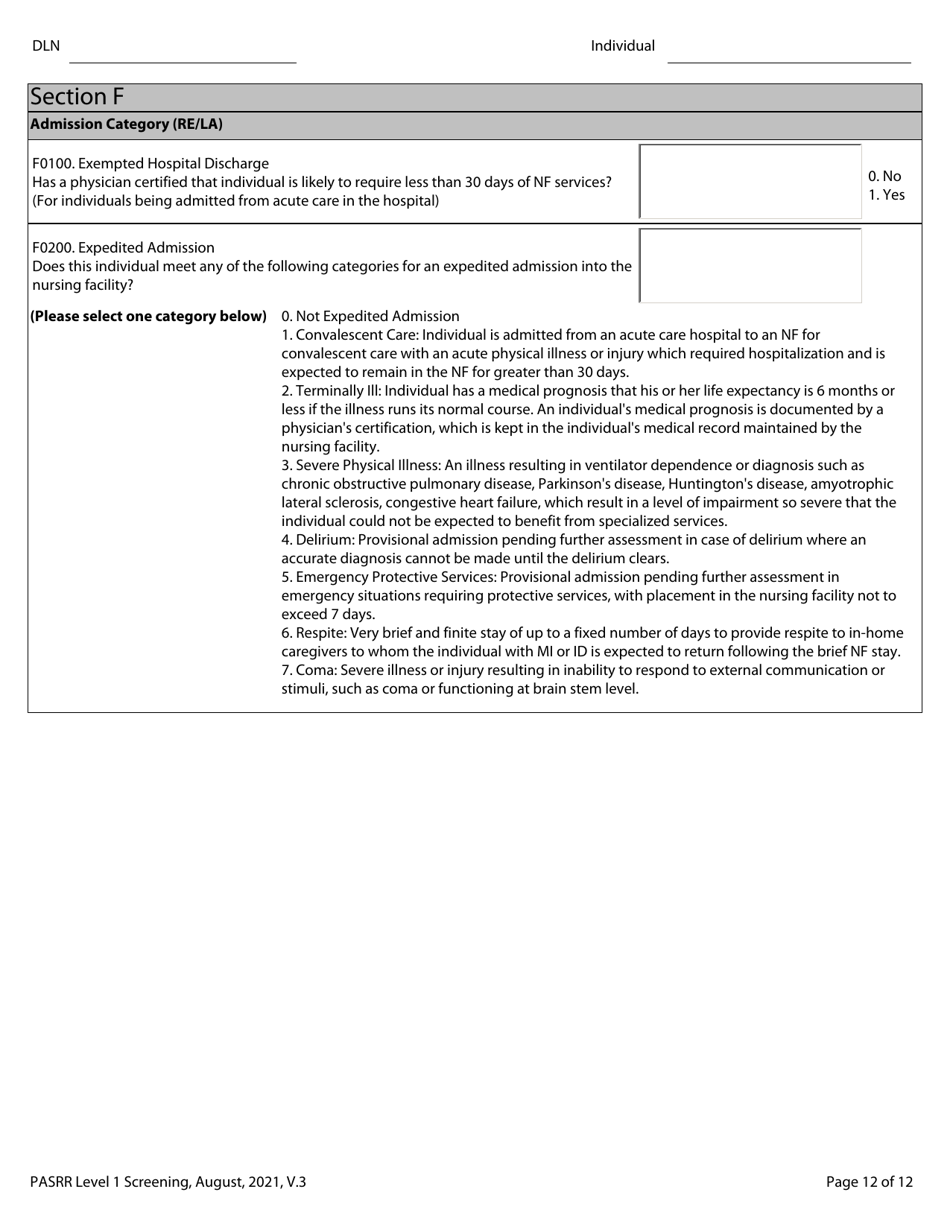 Pasrr Level 1 Screening - Texas, Page 12