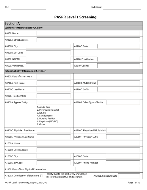 Texas Pasrr Level 1 Screening Fill Out Sign Online And Download Pdf