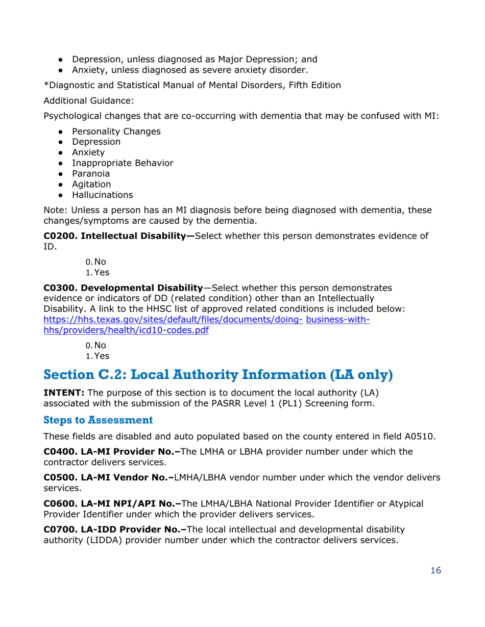 Instructions for Pasrr Level 1 Screening - Texas, Page 16