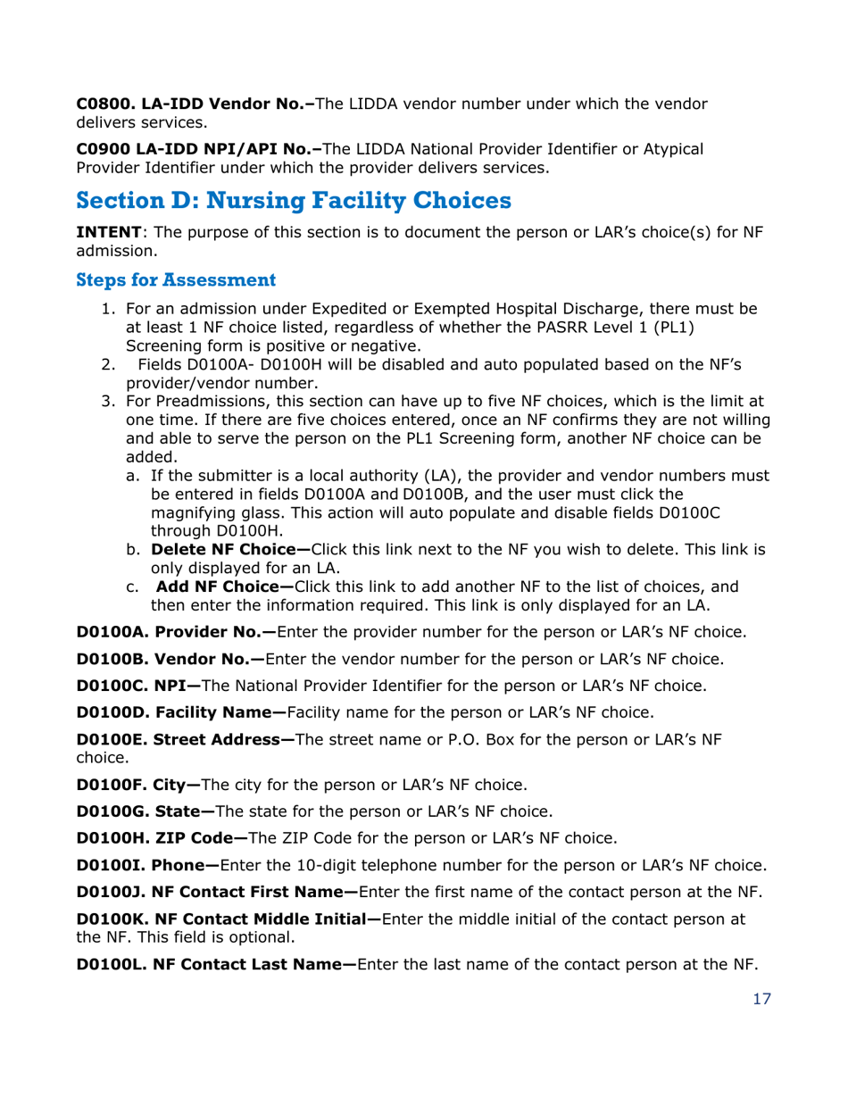 Instructions for Pasrr Level 1 Screening - Texas, Page 17