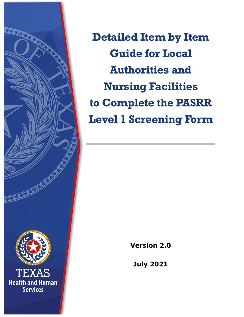 Instructions for Pasrr Level 1 Screening - Texas, Page 1