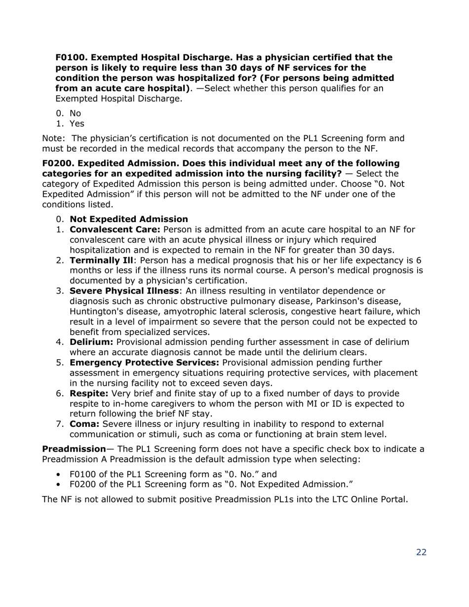 Instructions for Pasrr Level 1 Screening - Texas, Page 22