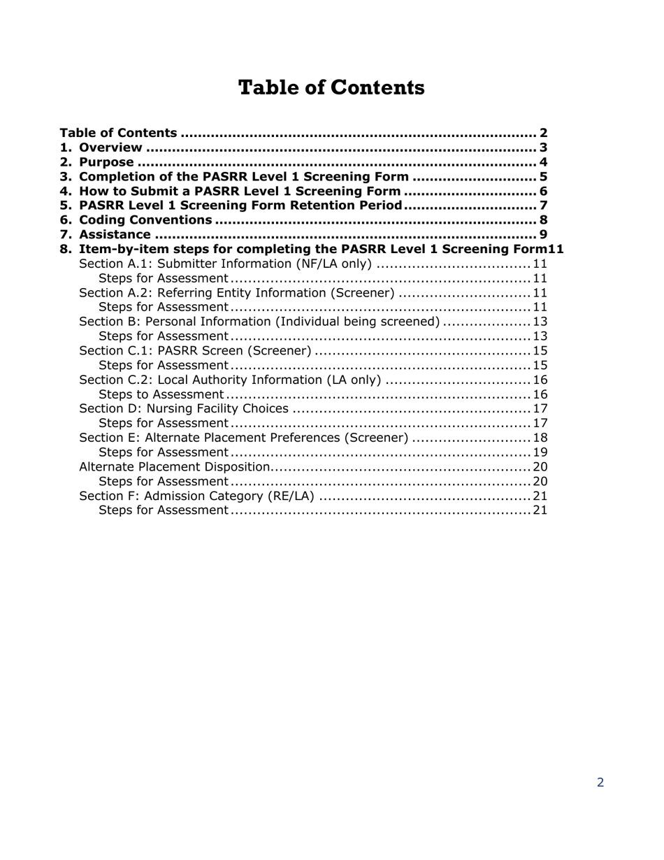 Instructions for Pasrr Level 1 Screening - Texas, Page 2
