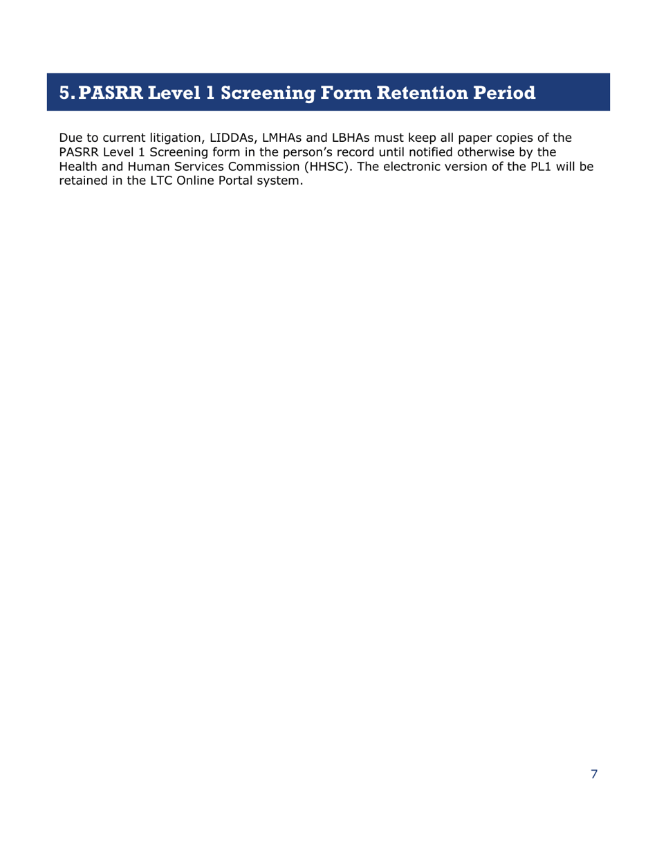 Instructions for Pasrr Level 1 Screening - Texas, Page 7