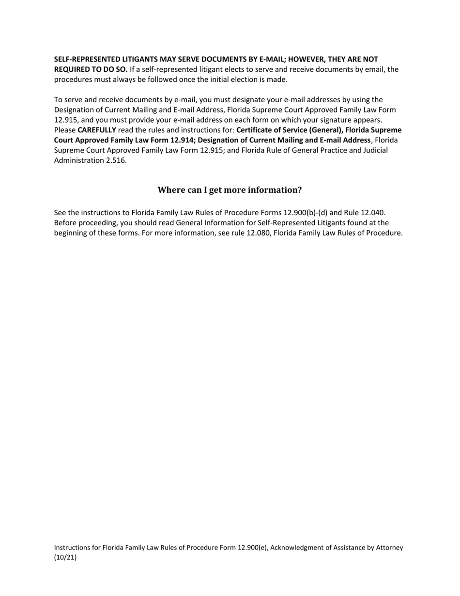 Form 12.900(E) Acknowledgment of Assistance by Attorney - Florida, Page 2