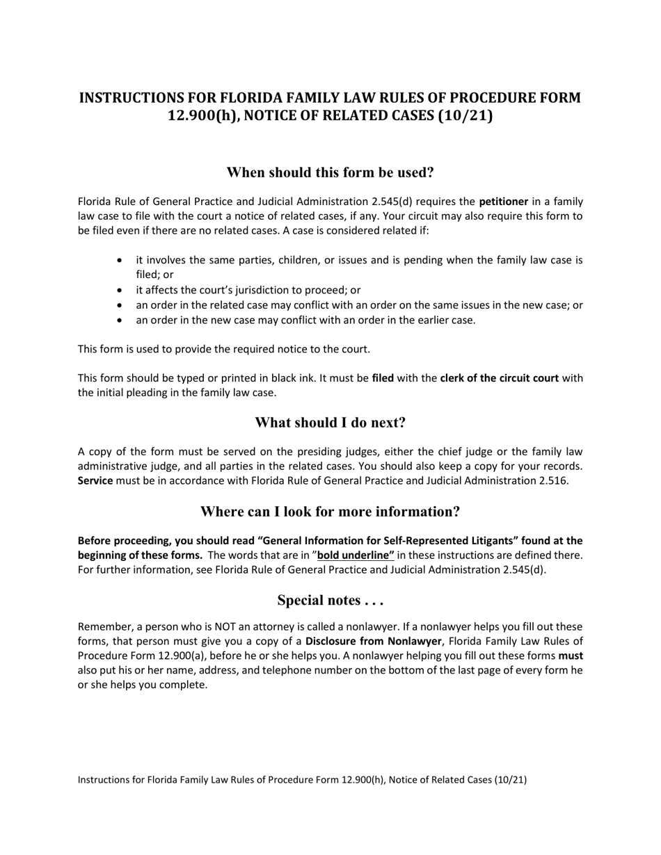 Form 12.900(H) Notice of Related Cases - Florida, Page 1