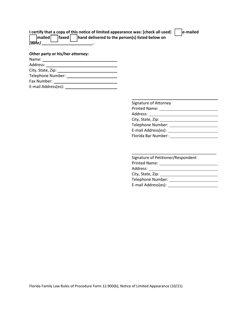 Form 12.900(B) Notice of Limited Appearance - Florida, Page 4