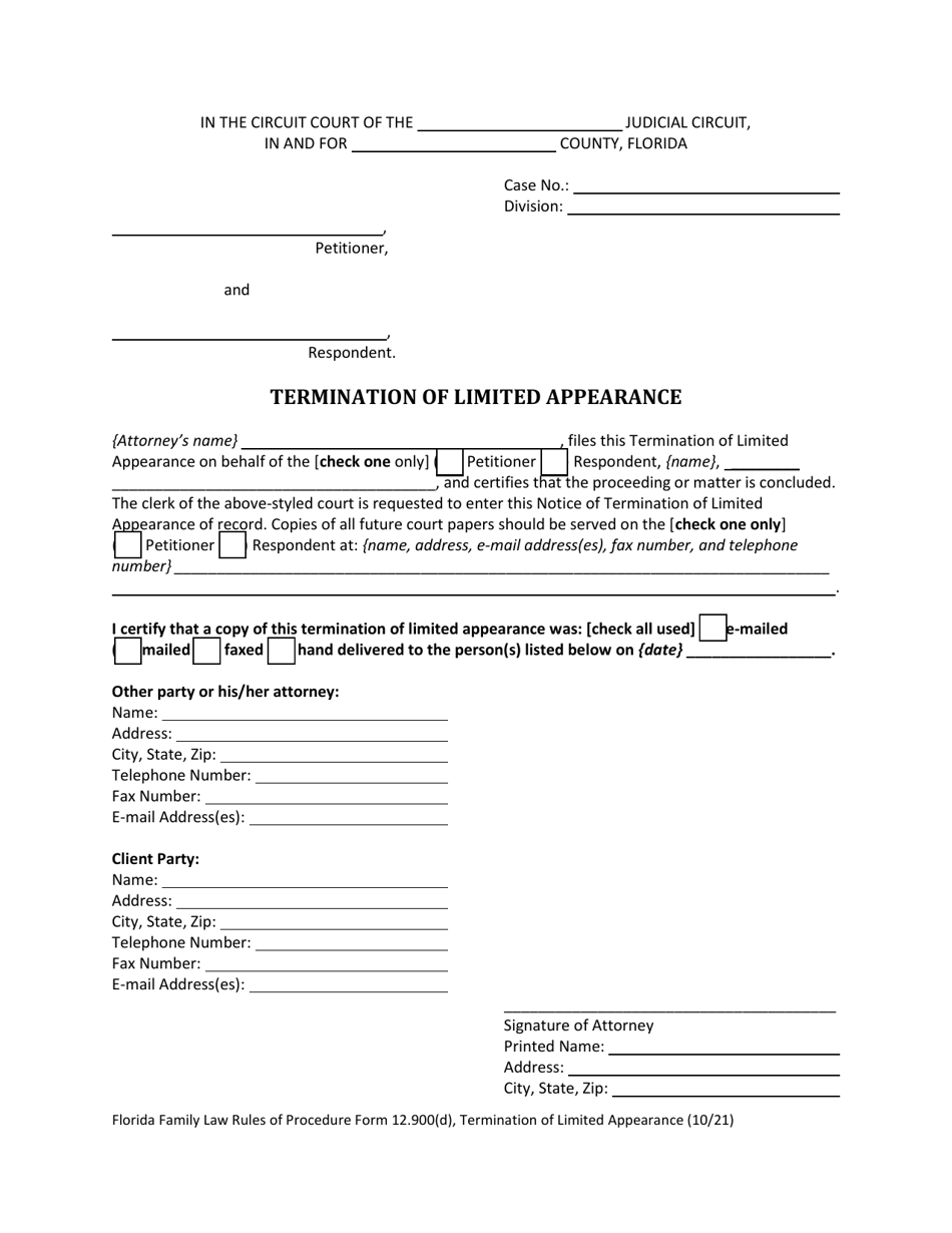 Form 12.900(D) Termination of Limited Appearance - Florida, Page 3
