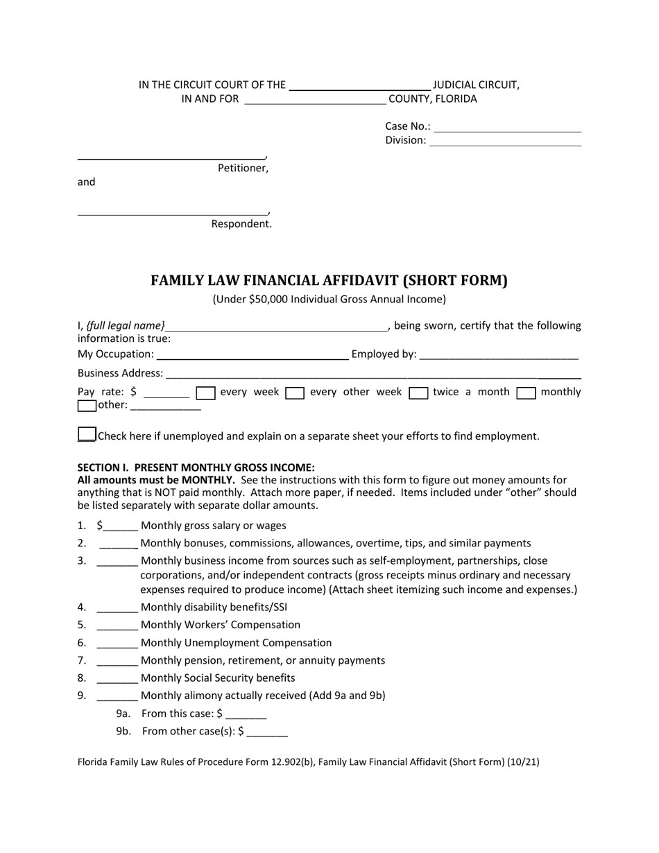 Form 12.902(B) Download Fillable PDF Or Fill Online Family Law ...