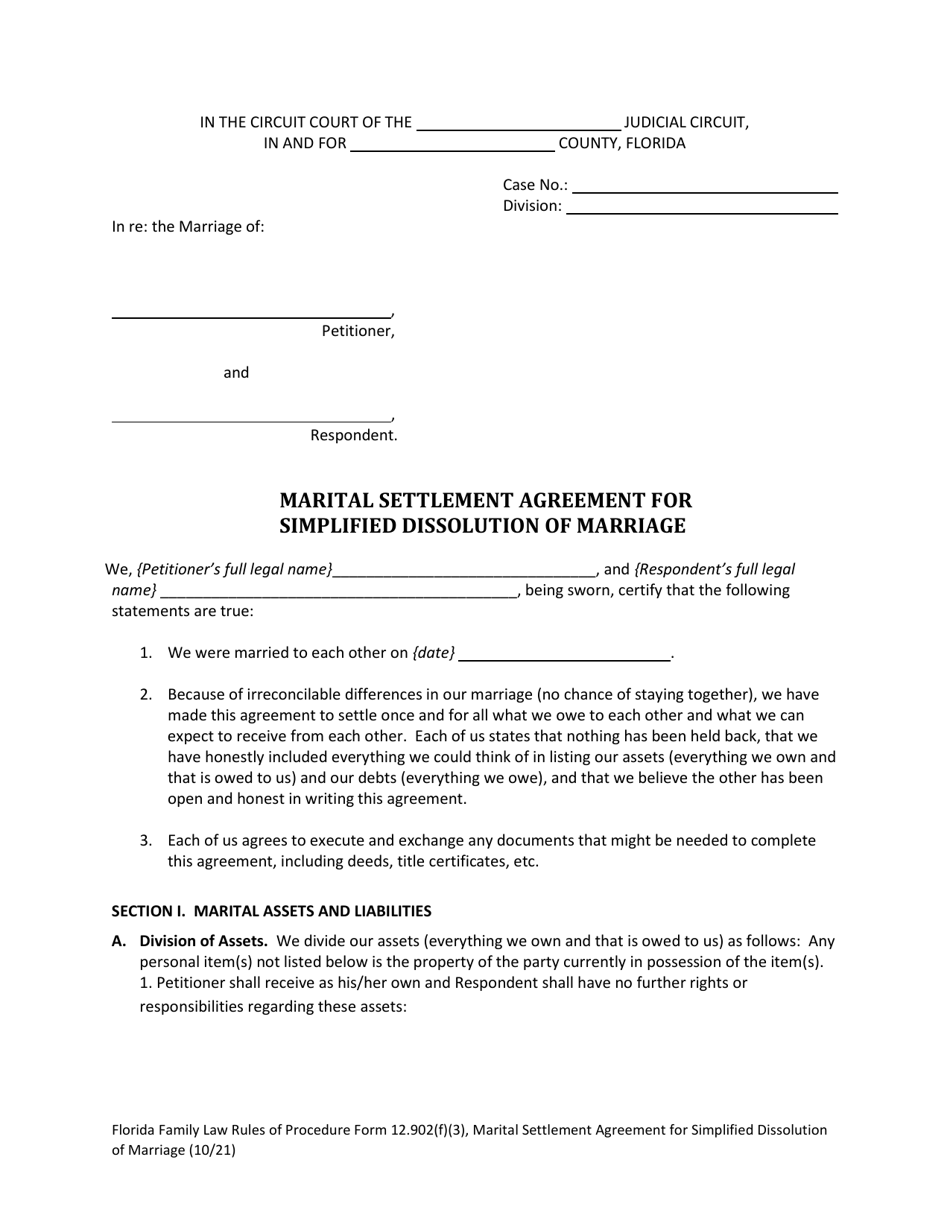 Form 12.902(F)(3) Download Fillable PDF Or Fill Online Marital ...