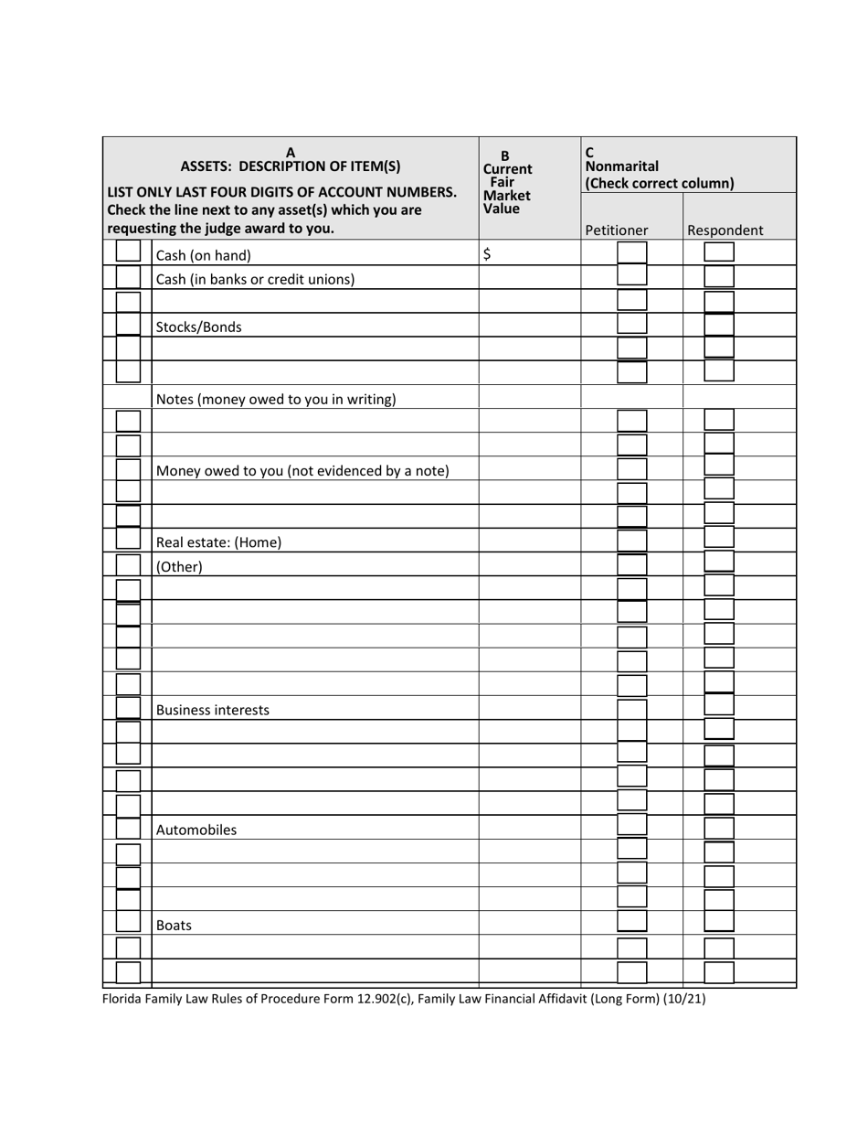 Form 12.902(C) Download Fillable PDF or Fill Online Family Law ...