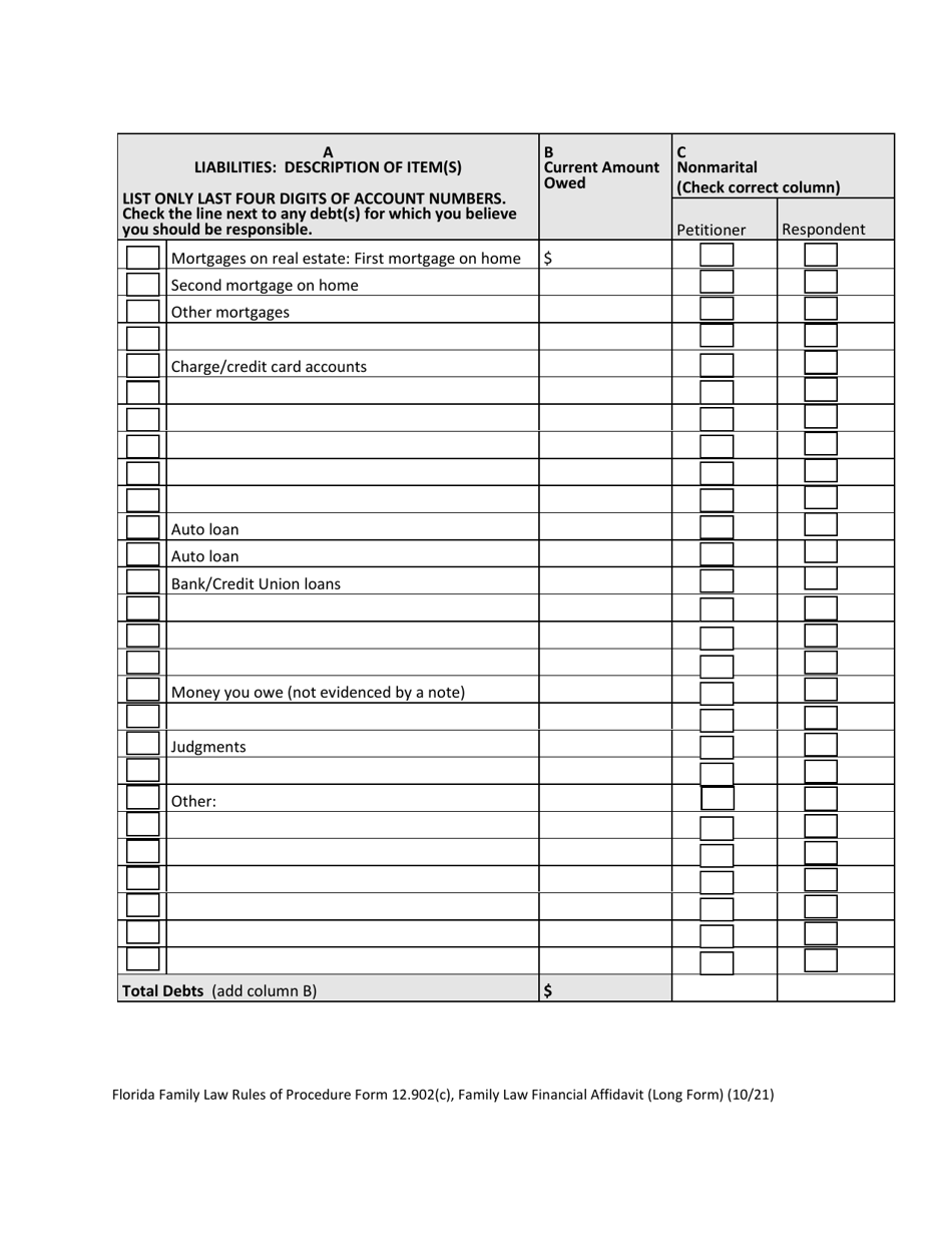 Form 12.902(C) Download Fillable PDF Or Fill Online Family Law ...