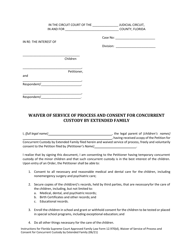 Form 12.970(D) &quot;Waiver of Service of Process and Consent for Concurrent Custody by Extended Family&quot; - Florida, Page 2
