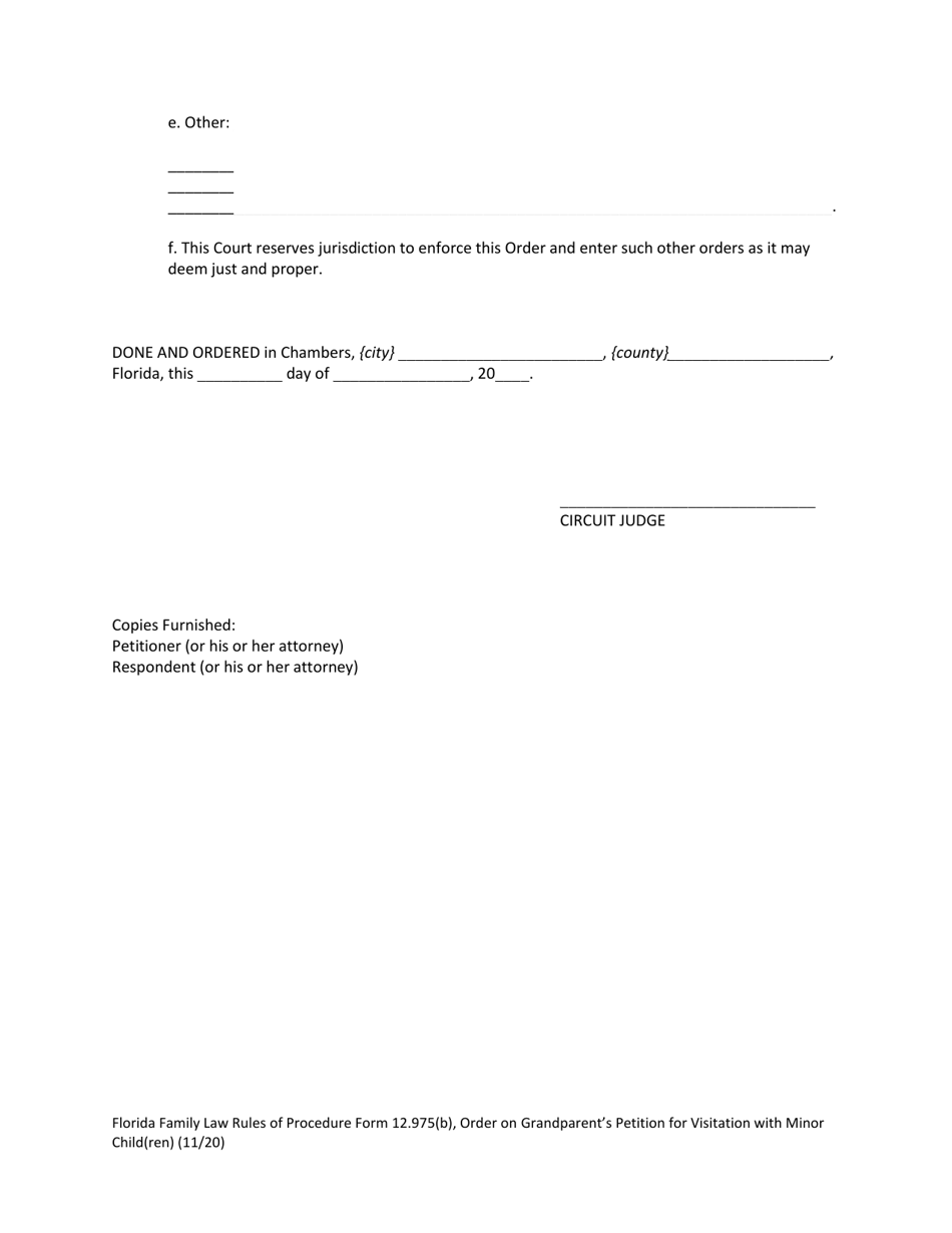 Form 12.975(B) Order on Grandparents Petition for Visitation With Minor Children - Florida, Page 3
