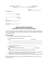 Form 12.970(F) &quot;Order Granting Petition for Concurrent Custody by Extended Family&quot; - Florida