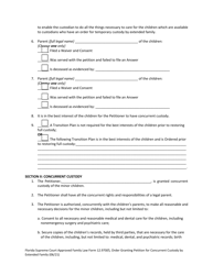 Form 12.970(F) &quot;Order Granting Petition for Concurrent Custody by Extended Family&quot; - Florida, Page 2