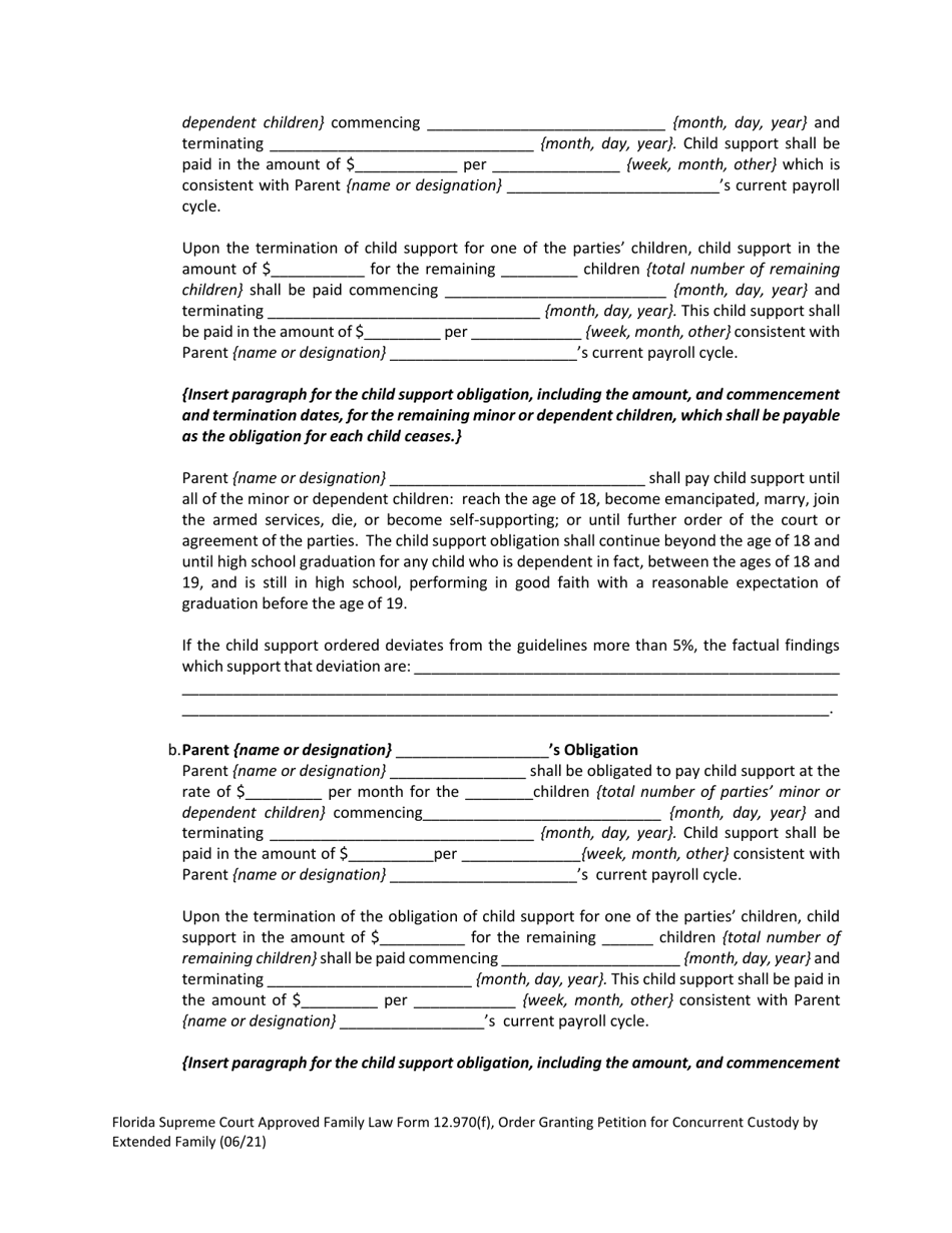 Form 12.970(F) Order Granting Petition for Concurrent Custody by Extended Family - Florida, Page 4