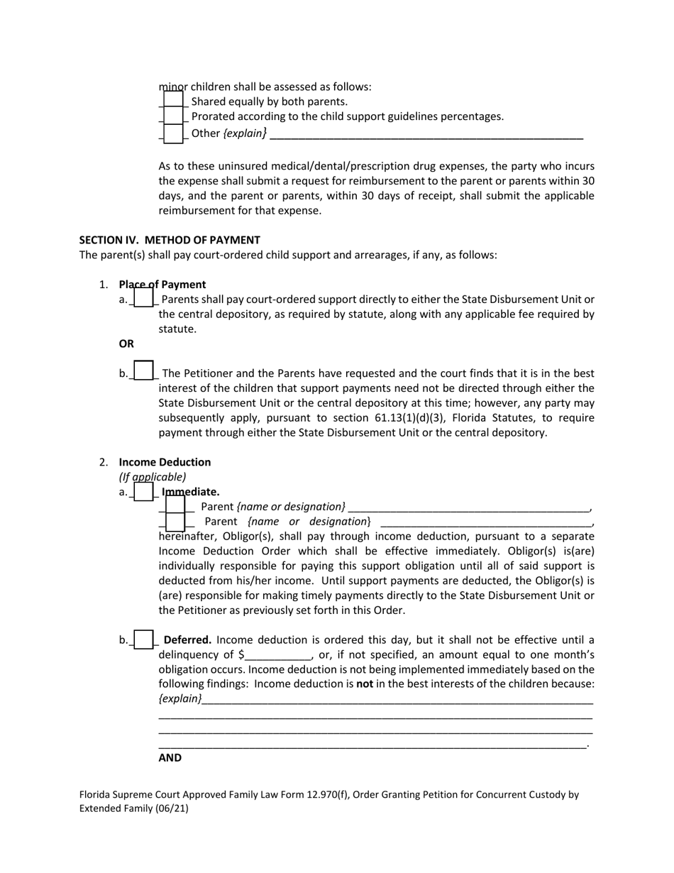 Form 12.970(F) Order Granting Petition for Concurrent Custody by Extended Family - Florida, Page 6