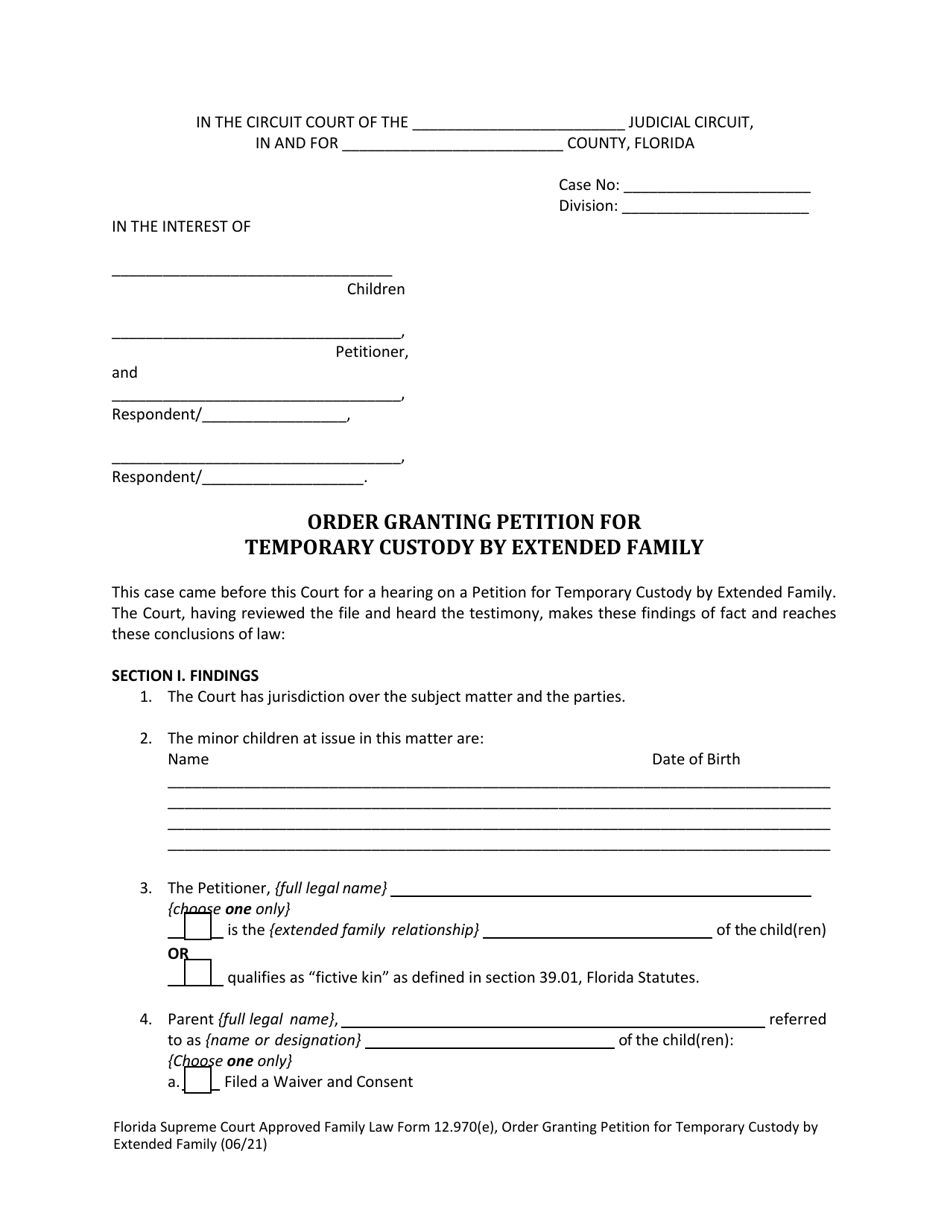 Form 12.970(E) Download Fillable PDF or Fill Online Order Granting ...