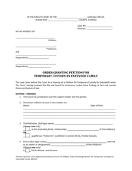 Form 12.970(E) Order Granting Petition for Temporary Custody by Extended Family - Florida