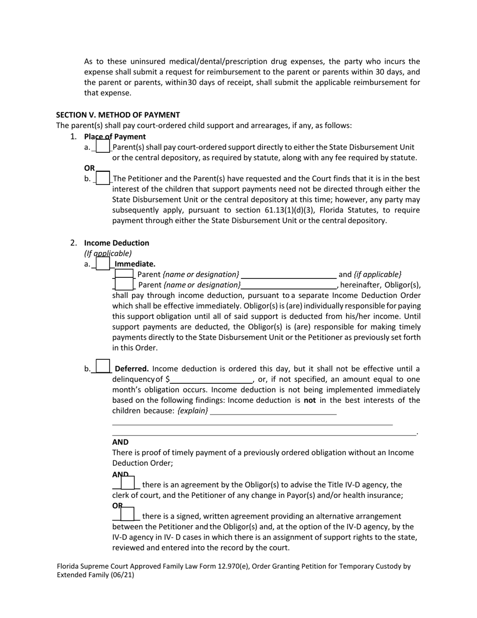 Form 12.970(E) Order Granting Petition for Temporary Custody by Extended Family - Florida, Page 7
