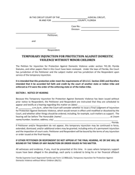 Document preview: Form 12.980(C)(2) Temporary Injunction for Protection Against Domestic Violence Without Minor Children - Florida
