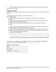 Form 12.983(C) Answer to Petition and Counterpetition to Determine Paternity and for Related Relief - Florida, Page 9