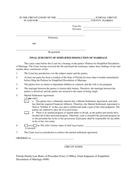 Form 12.990(A) Final Judgment of Simplified Dissolution of Marriage - Florida