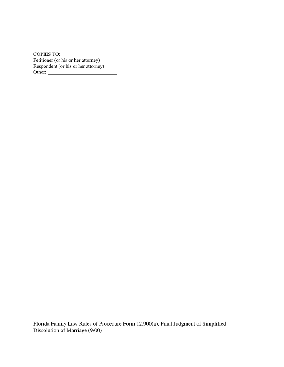 Form 12.990(A) Final Judgment of Simplified Dissolution of Marriage - Florida, Page 2