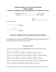 Form 12.985(F) &quot;Notice of Termination of Collaborative Law Process&quot; - Florida