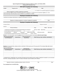 Employment Verification Form - Special Supplemental Nutrition Program for Women, Infants, and Children (Wic) - Texas (English/Spanish), Page 2