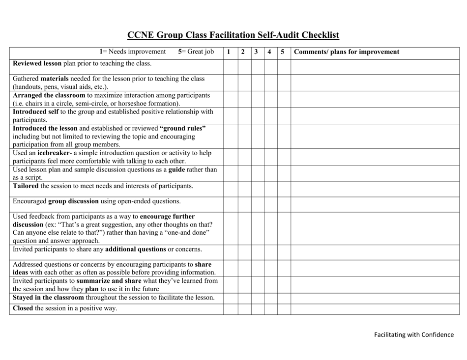 Ccne Group Class Facilitation Self-audit Checklist - Texas, Page 1