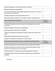 Nutrition Education Session Observation Guide - Texas, Page 2