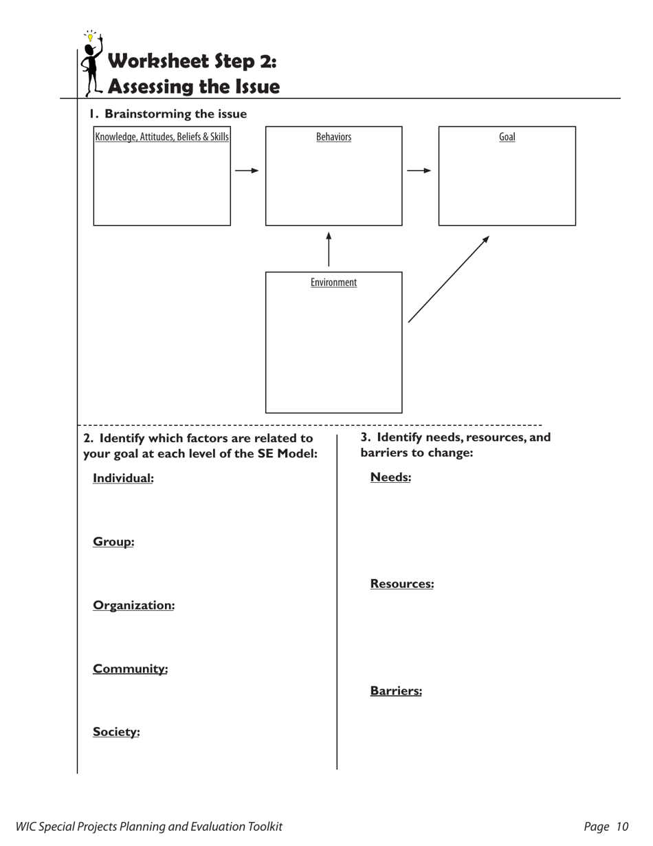Evaluation Toolkit Step 2 Worksheet - Assessing the Issue - Texas, Page 1