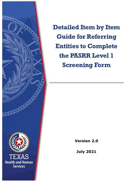 Instructions for Pasrr Level 1 Screening Form - Texas Download Pdf