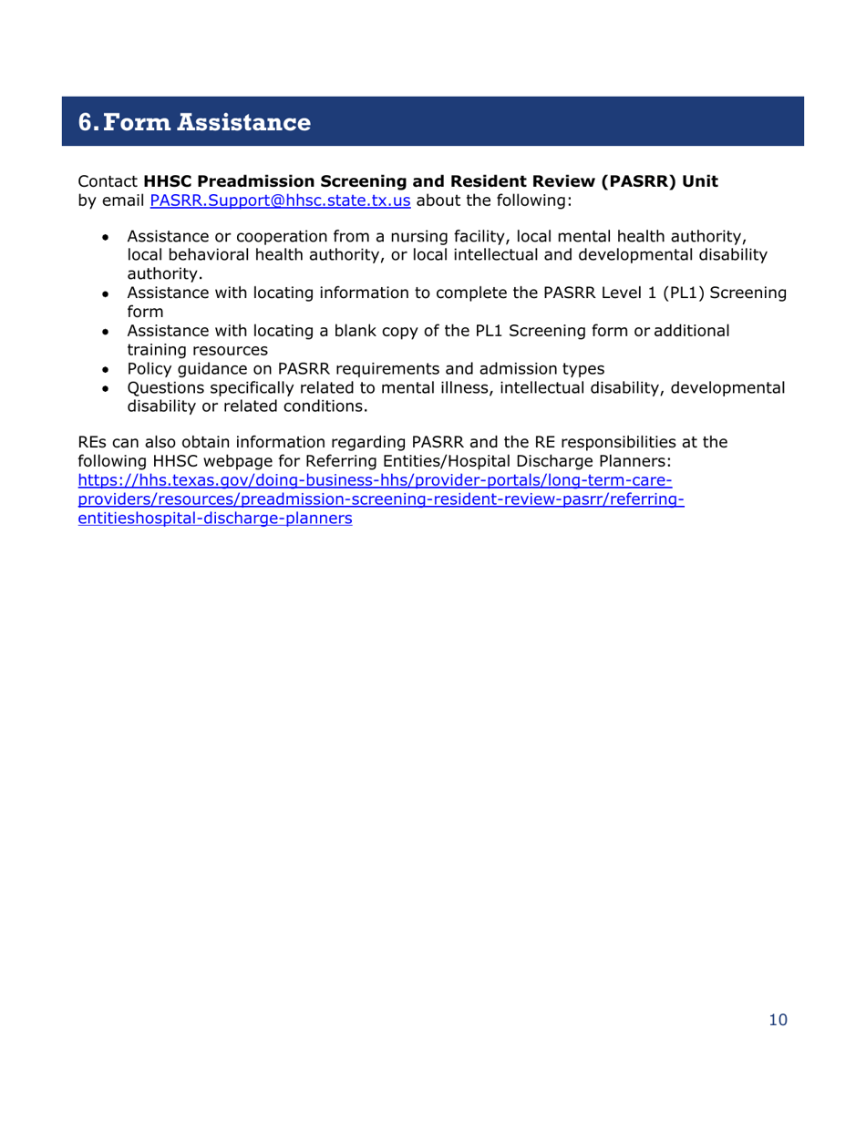 Instructions for Pasrr Level 1 Screening Form - Texas, Page 10