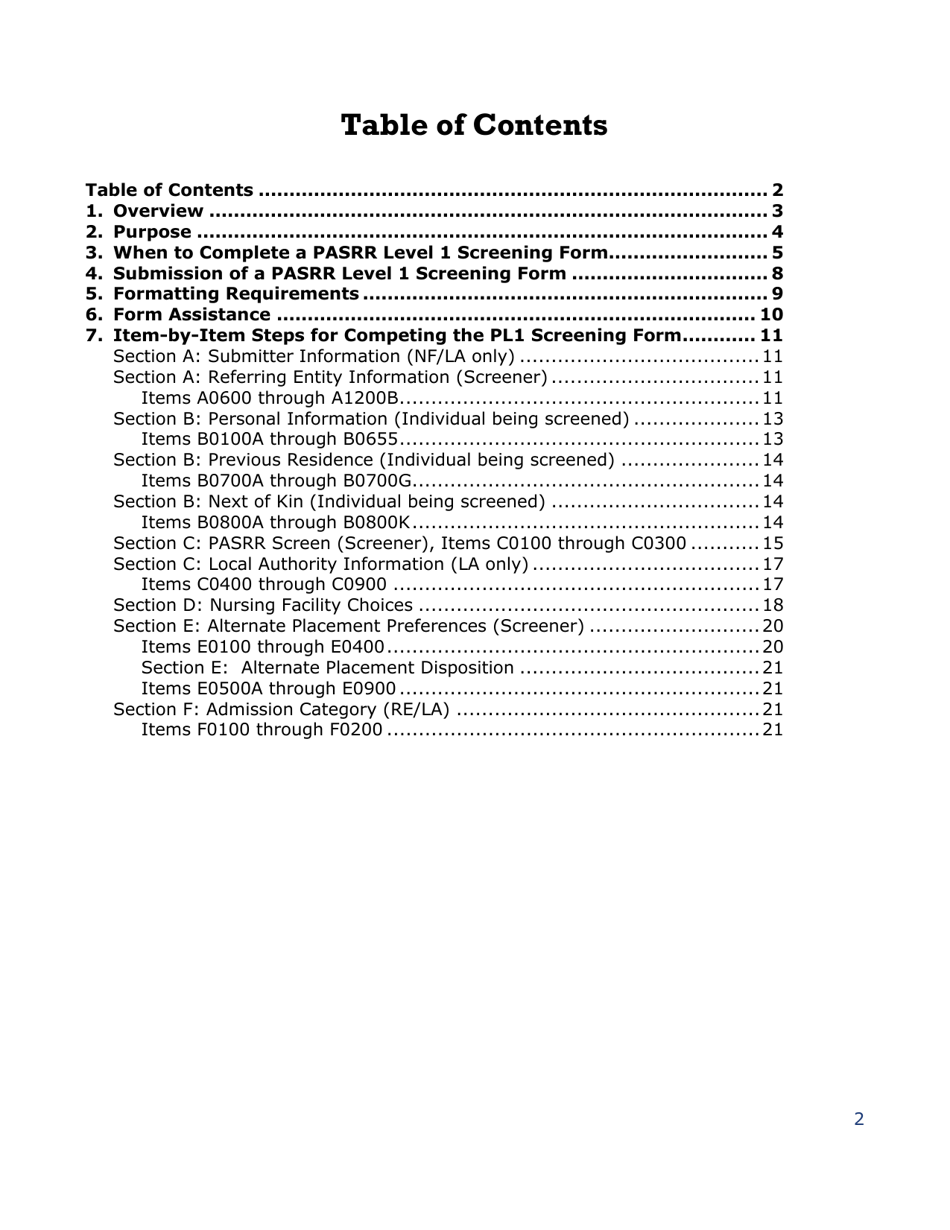 Instructions for Pasrr Level 1 Screening Form - Texas, Page 2