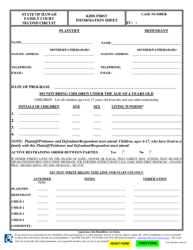 Form 2F-P-345 &quot;Kids First Information Sheet&quot; - Hawaii